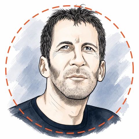 Illustrated portrait of Jonathan Leighton